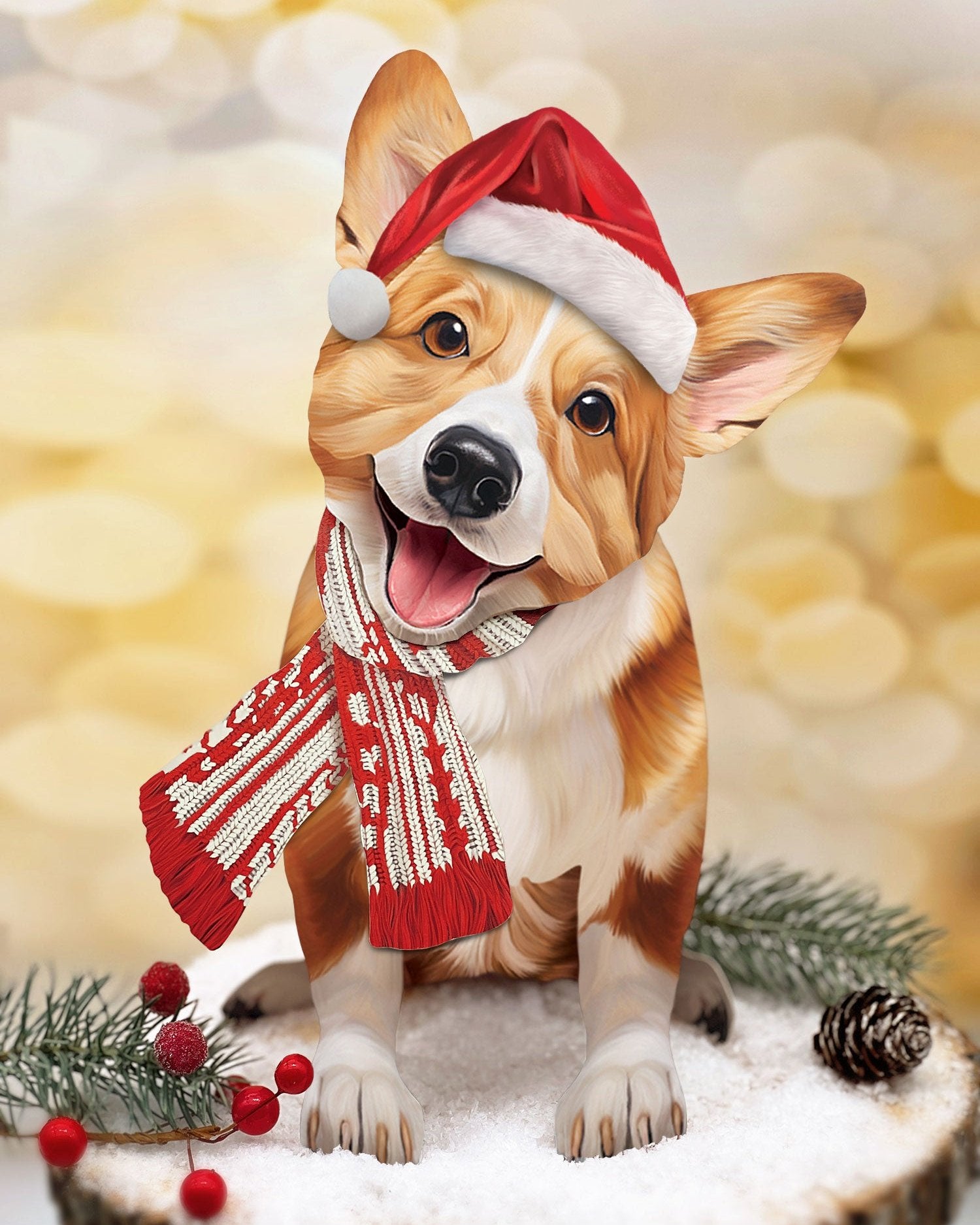 Holiday Corgi Pop-Up in Santa Hat